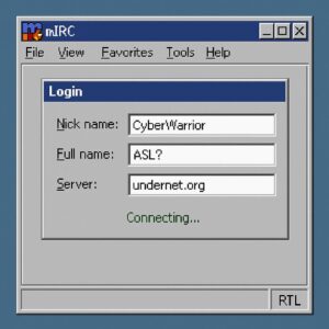a mIRC client login screen