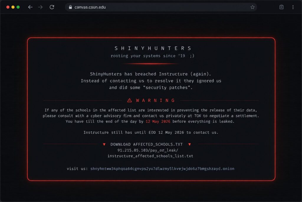 ShinyHunters breached Canvas