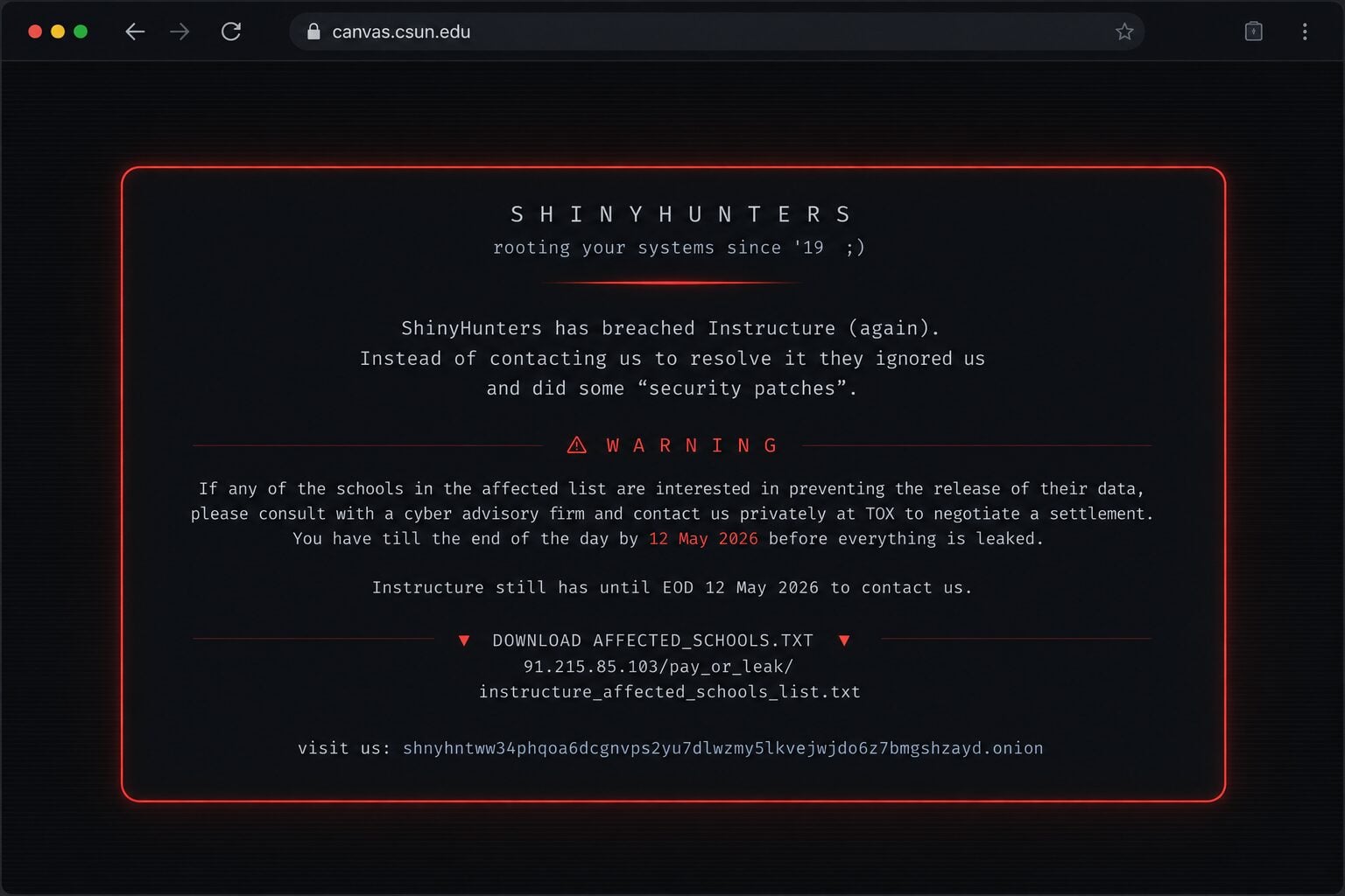Shiny Hunters Notes 🎣 #PacketHunters - How did ShinyHunters breach Canvas and Instructure ...